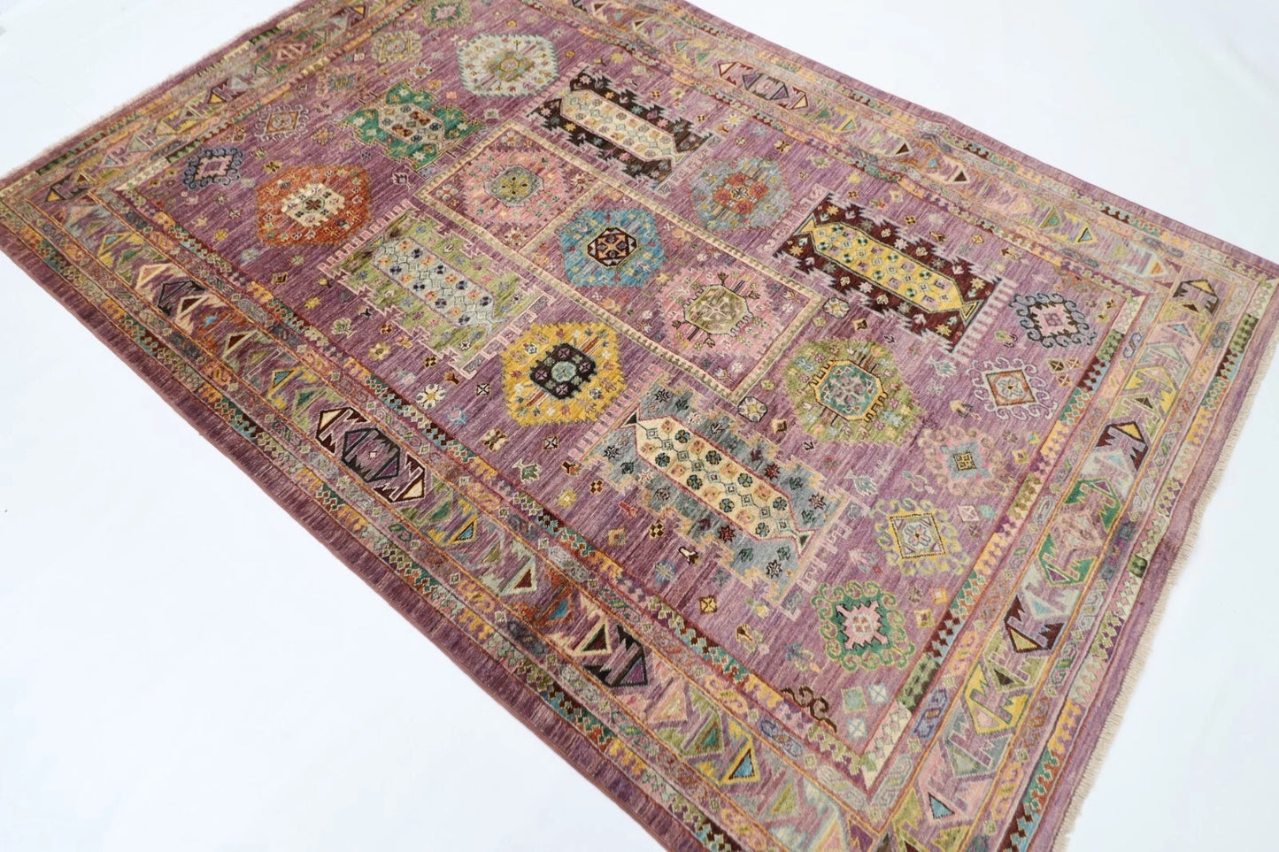 168 x 252 cm | Waziri Pink Afghan Tribal Hand Knotted Veg Dye Wool Carpet