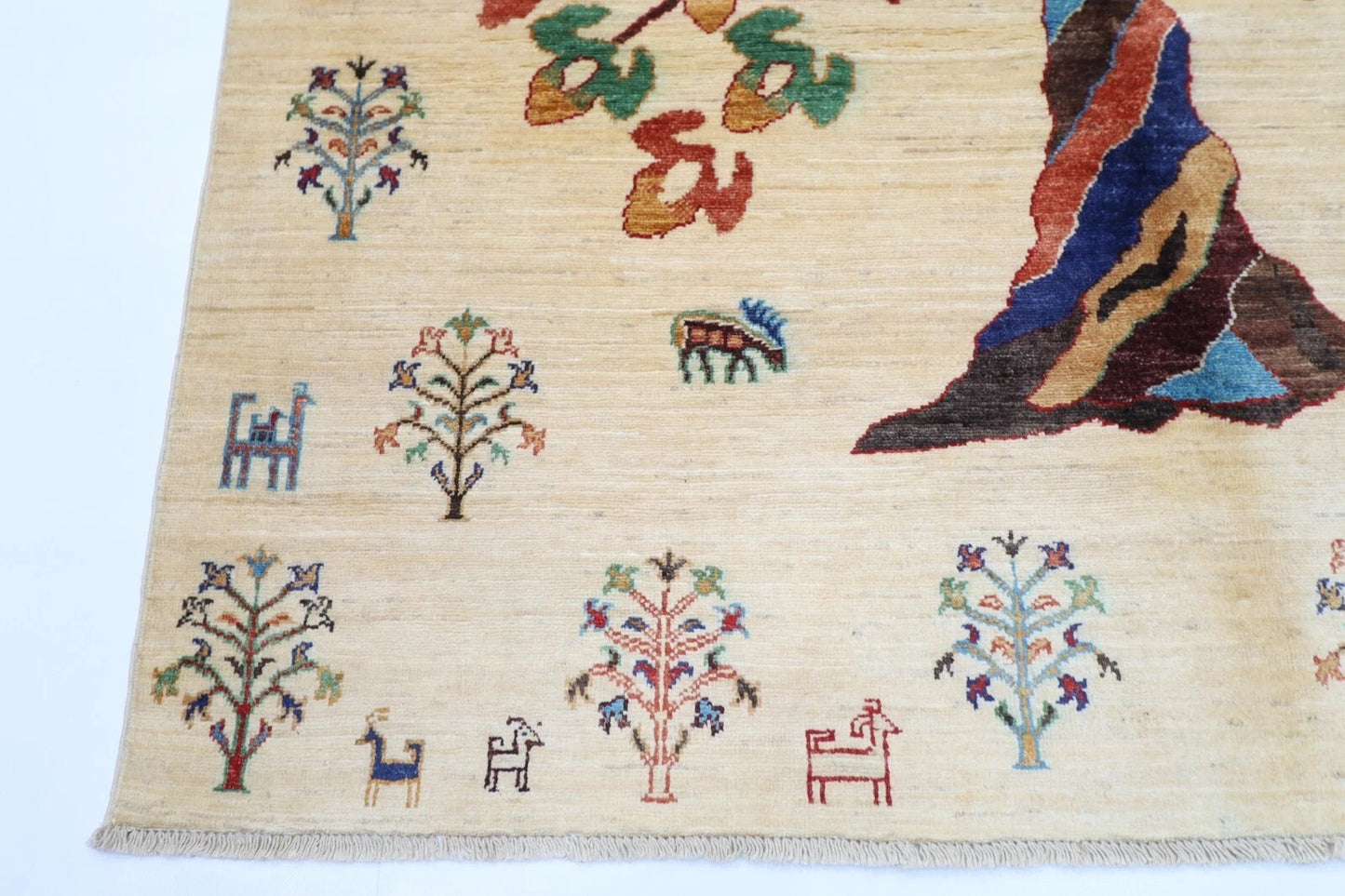 173 x 240 cm | Tree Afghan Tribal Hand Knotted Veg Dye Wool Carpet
