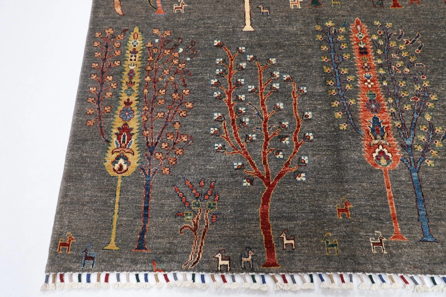 149 x 208 cm | Tree Afghan Tribal Hand Knotted Veg Dye Wool Carpet