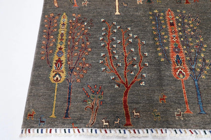 149 x 208 cm | Tree Afghan Tribal Hand Knotted Veg Dye Wool Carpet