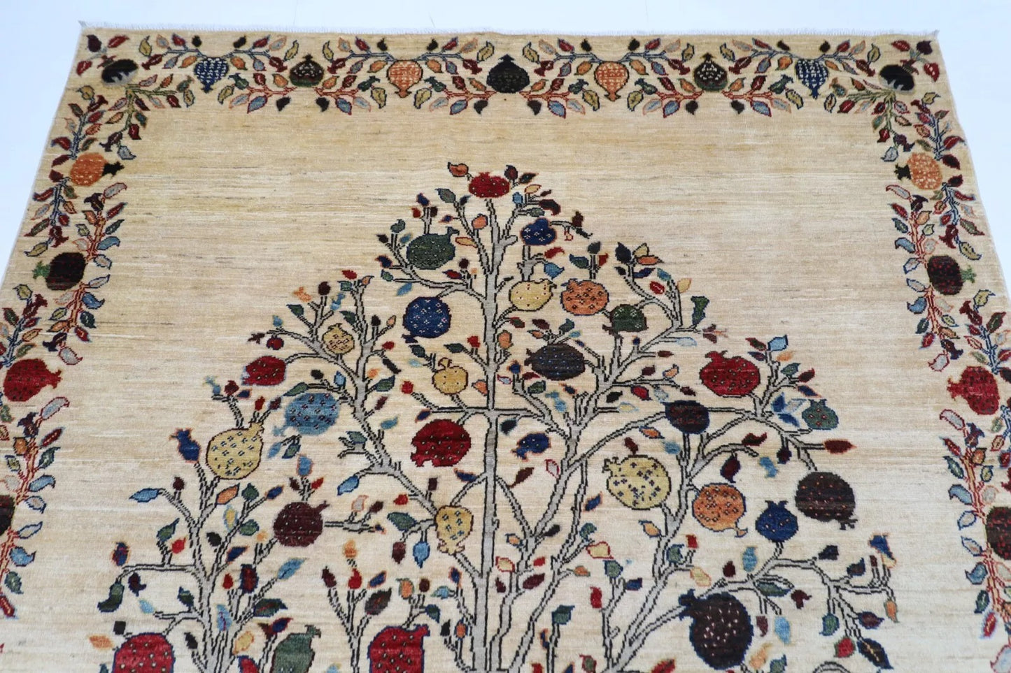 180 x 250 cm | Beige Afghan Tribal Hand Knotted Veg Dye Wool Carpet