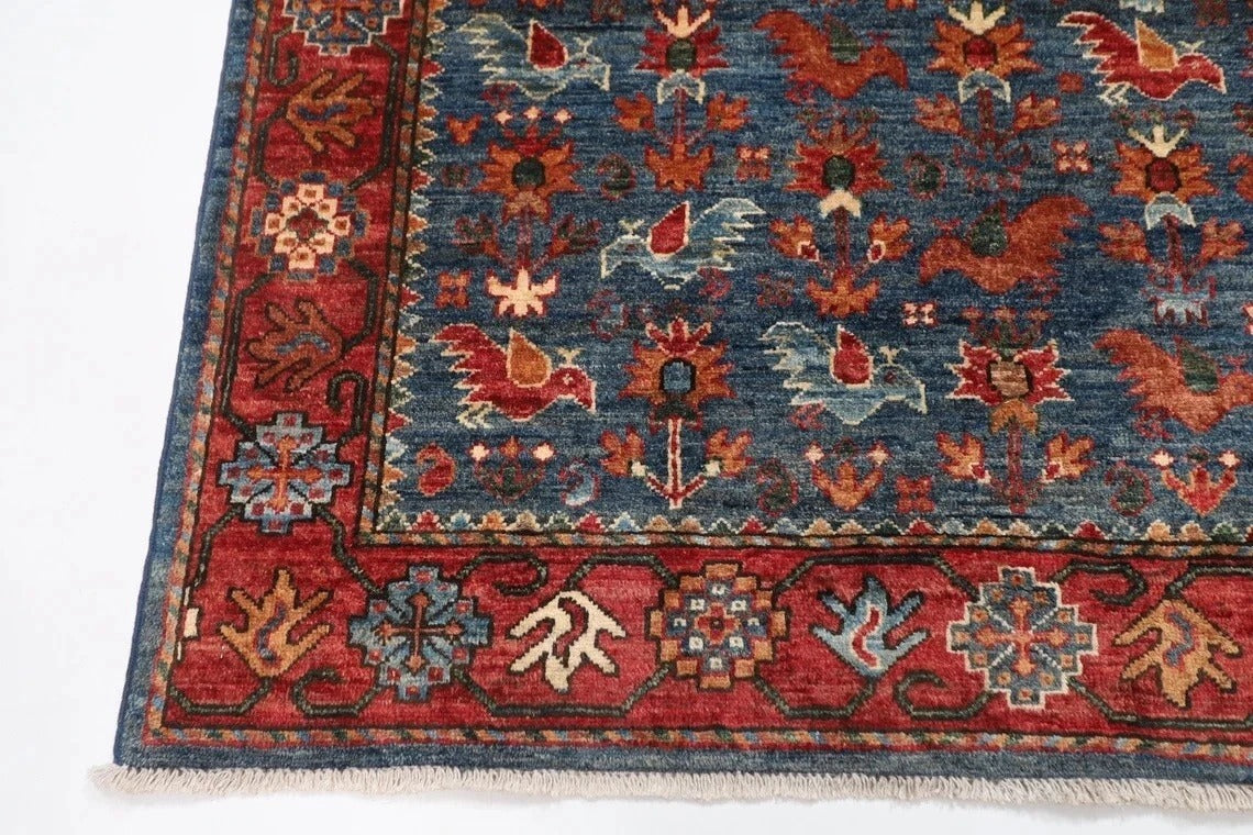 150 x 200 cm | Navy Afghan Tribal Hand Knotted Veg Dye Wool carpet