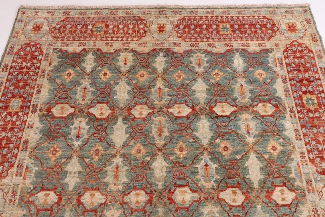 158 x 188 cm | Mamluk Afghan Tribal Hand Knotted Veg Dye Wool Carpet