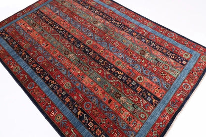 148 x 207 cm | Fine Afghan Tribal Hand Knotted Veg Dye Wool Carpet