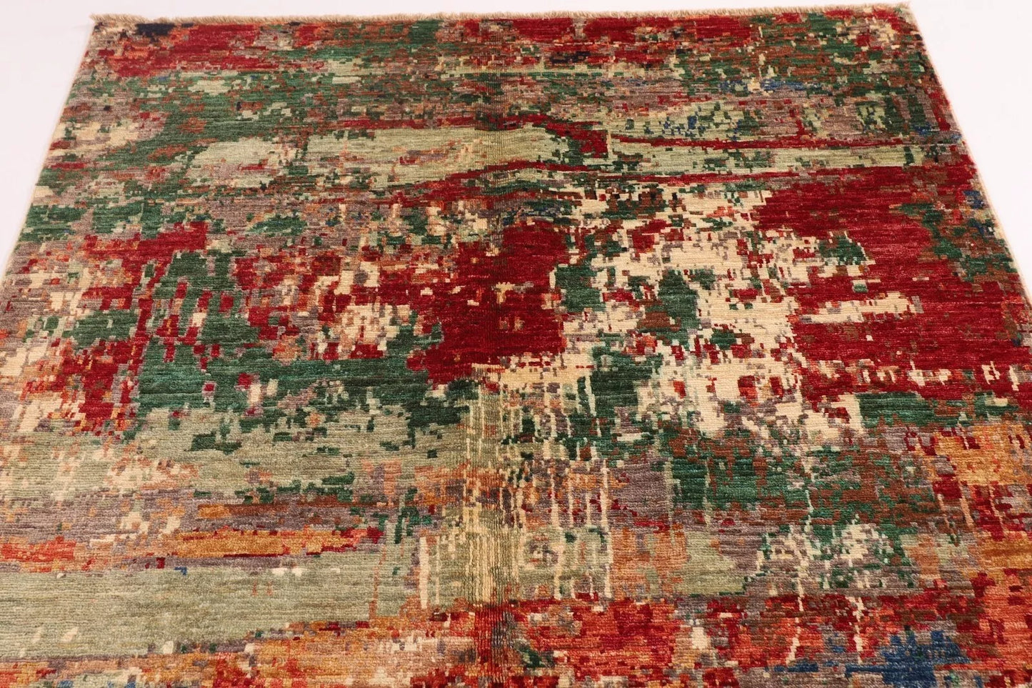 126 x 186 cm | Abstract Afghan Tribal Hand Knotted Veg Dye Wool carpet