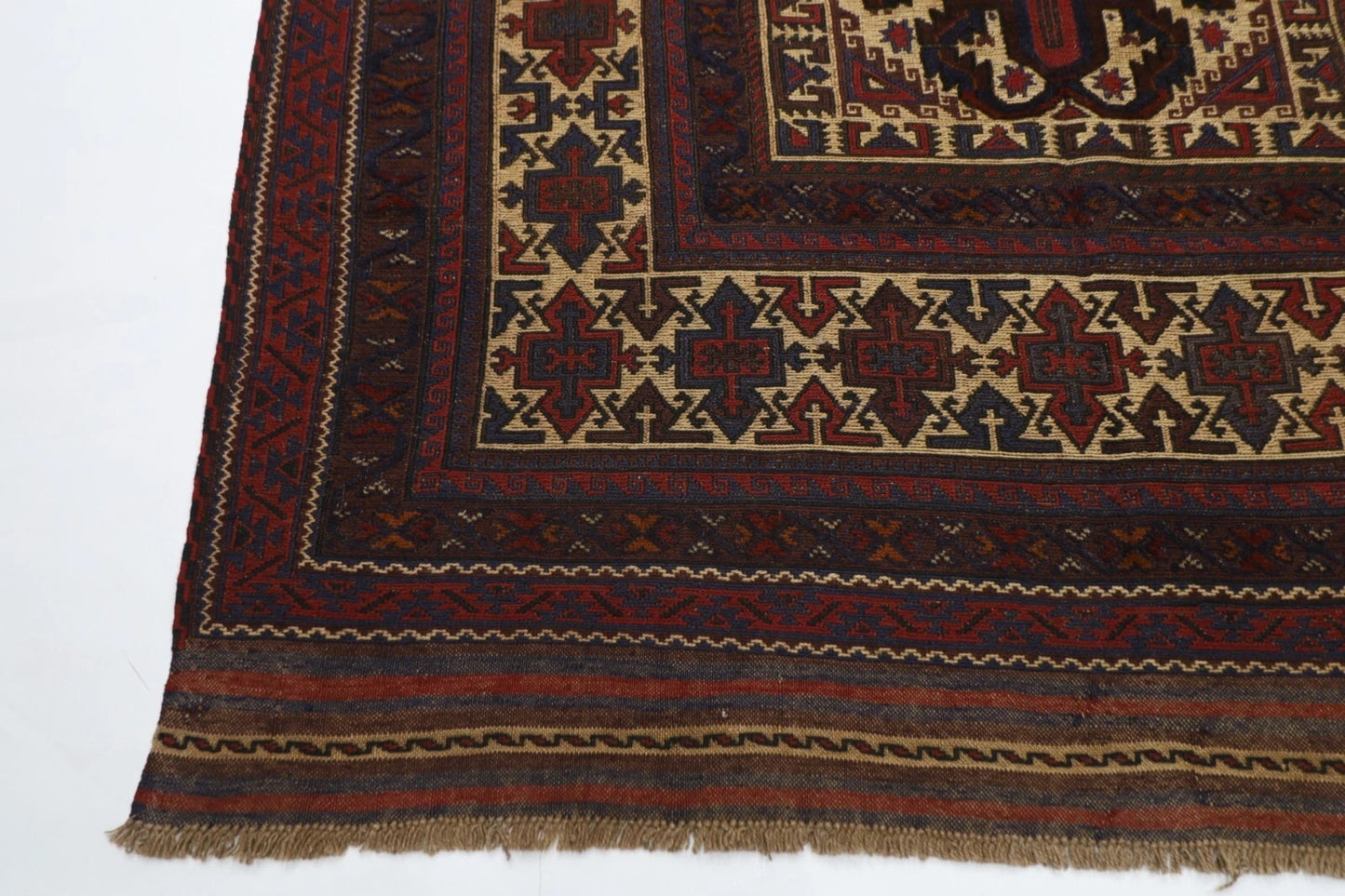 195 x 277 cm | Vintage Flat Weaved Kilim Afghan Tribal Hand Knotted Carpet