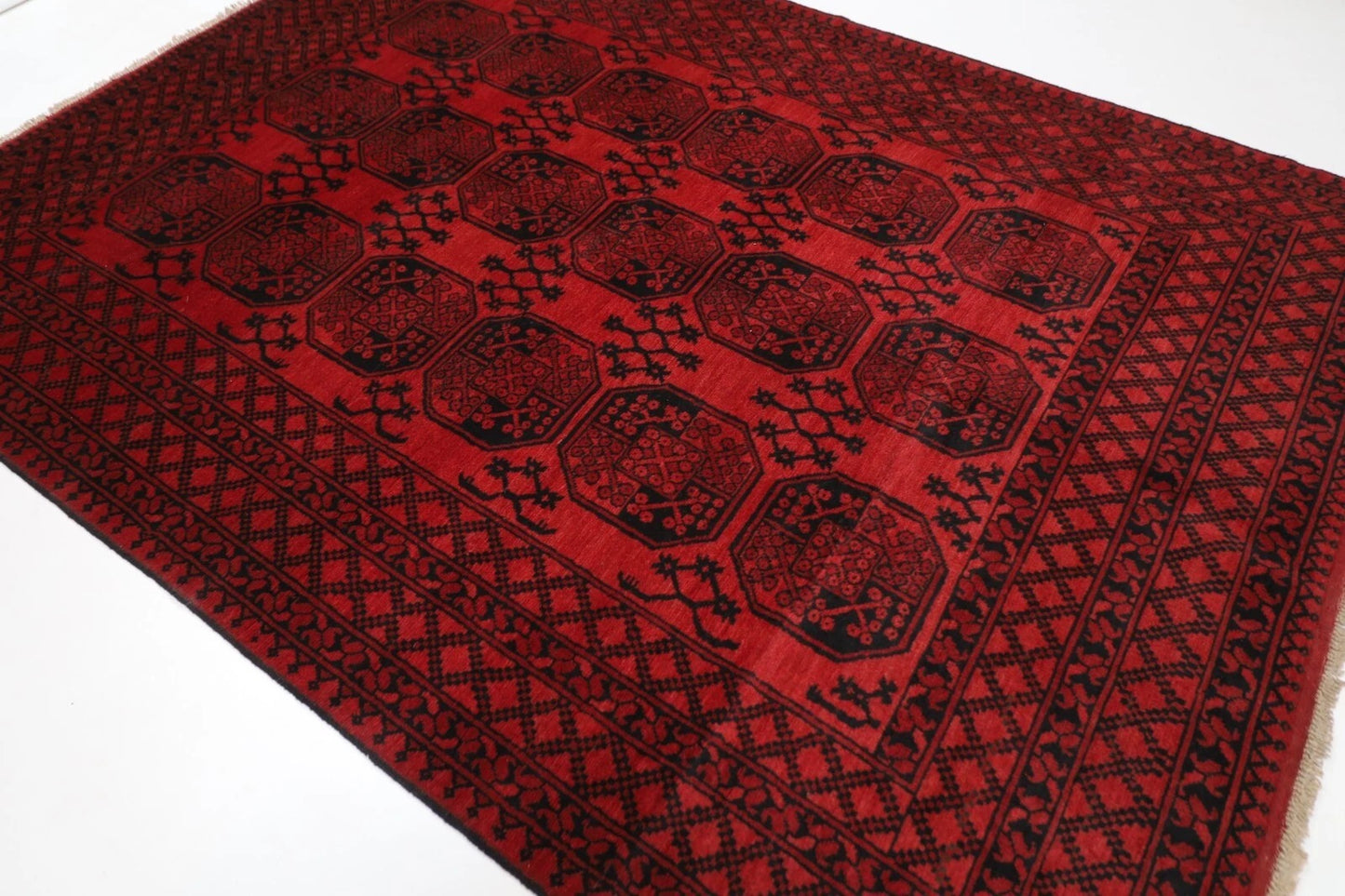 213 x 291 cm | Akja Bokhara Afghan Tribal Hand Knotted Carpet