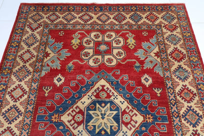 175 x 231 cm | Kazak Afghan Tribal Hand Knotted Veg Dye Wool Carpet