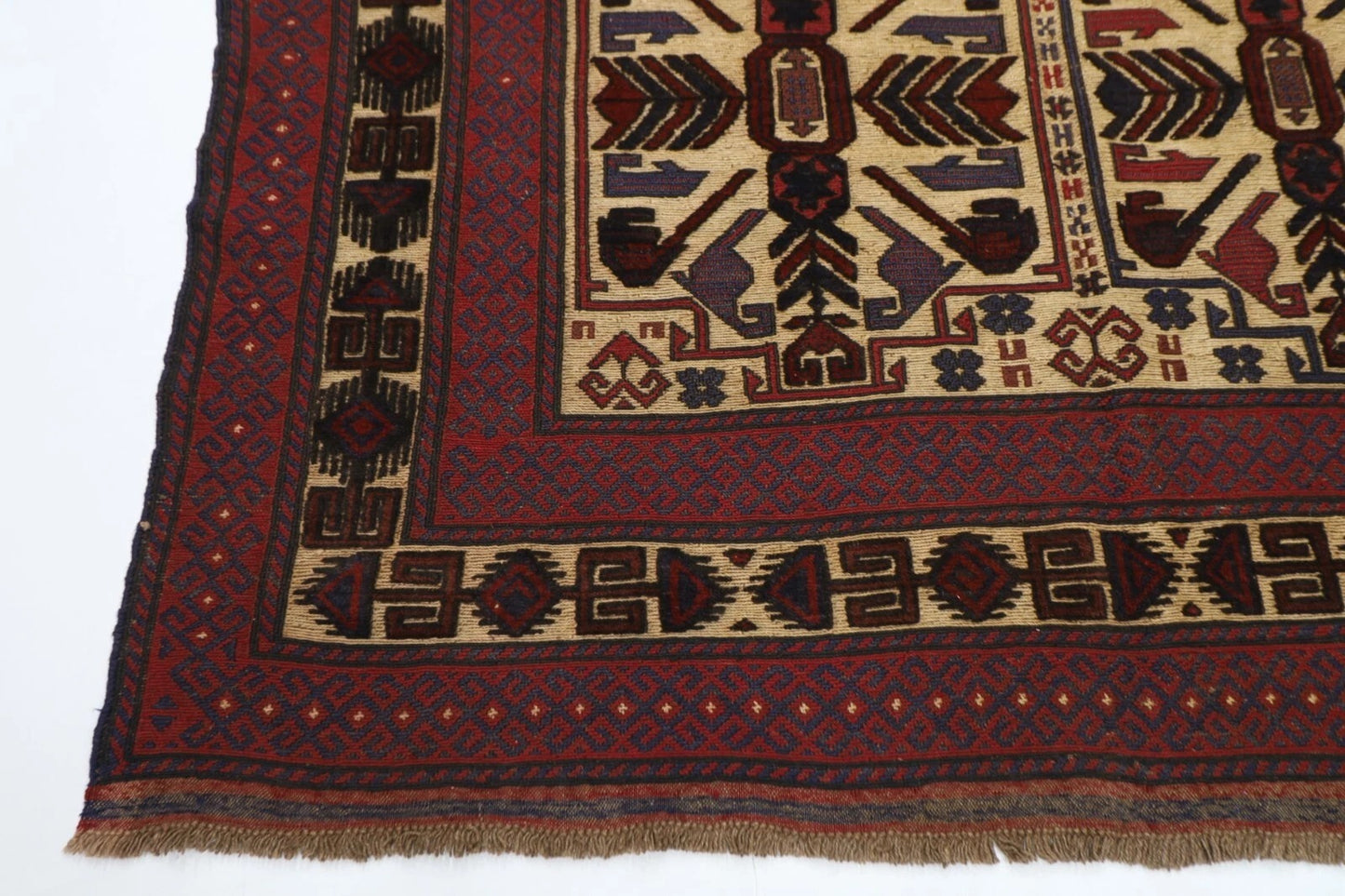 202 x 272 cm | Vintage Flat Weaved Kilim Afghan Tribal Hand Knotted Carpet
