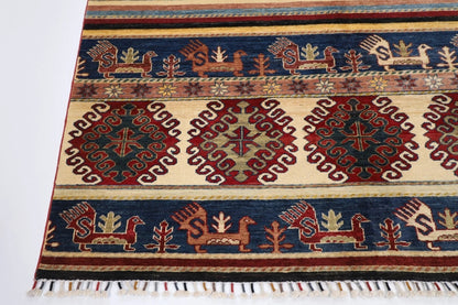 204 x 294 cm | Striped Afghan Tribal Hand Knotted Carpet