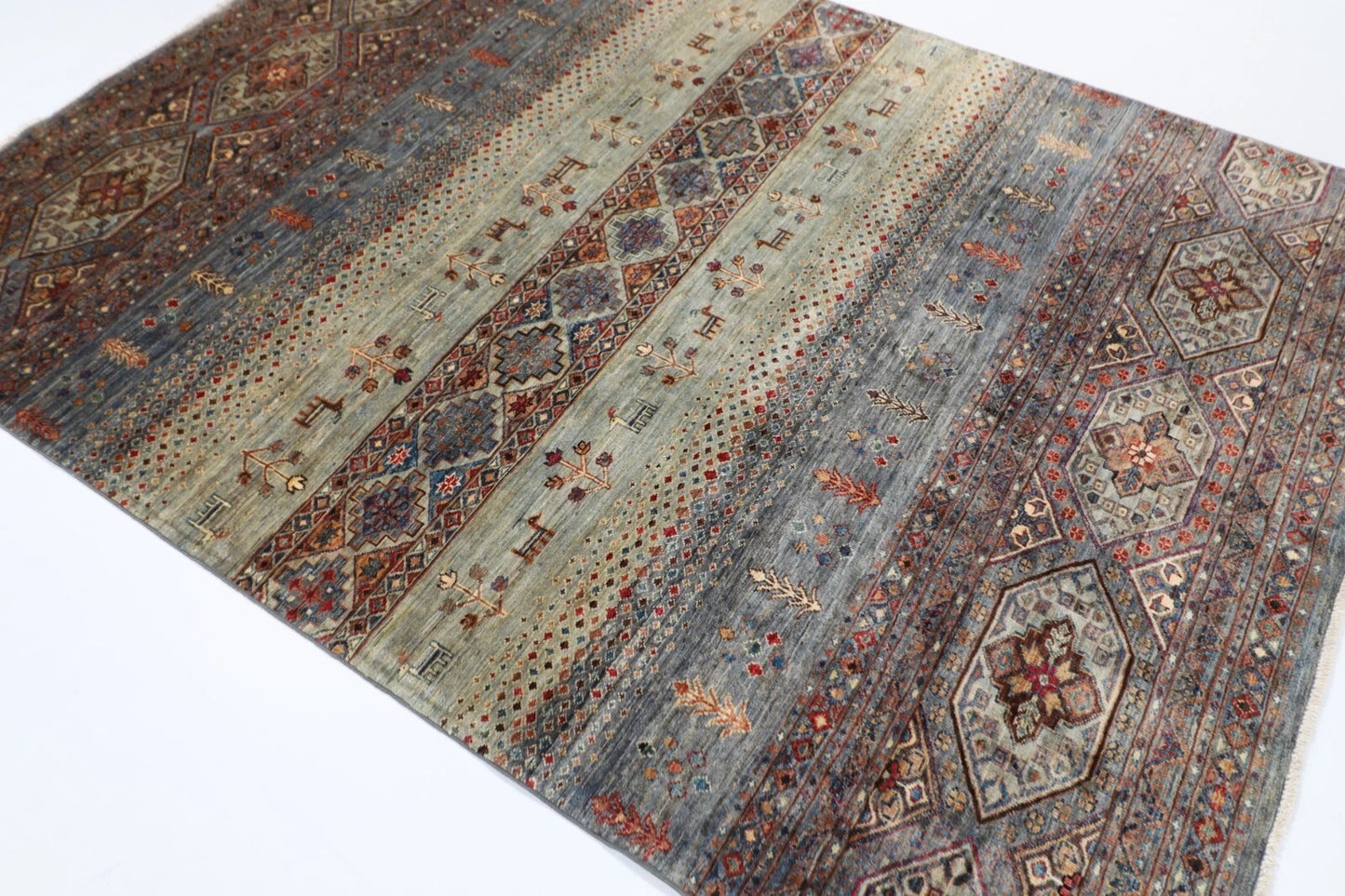 177 x 245 cm | Afghan Tribal Hand Knotted Veg Dye Wool Carpet