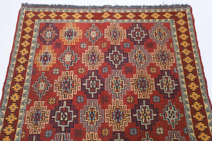 125 x 185 cm | Sumak Flat Weave Afghan Tribal Hand Knotted Veg Dye Wool carpet