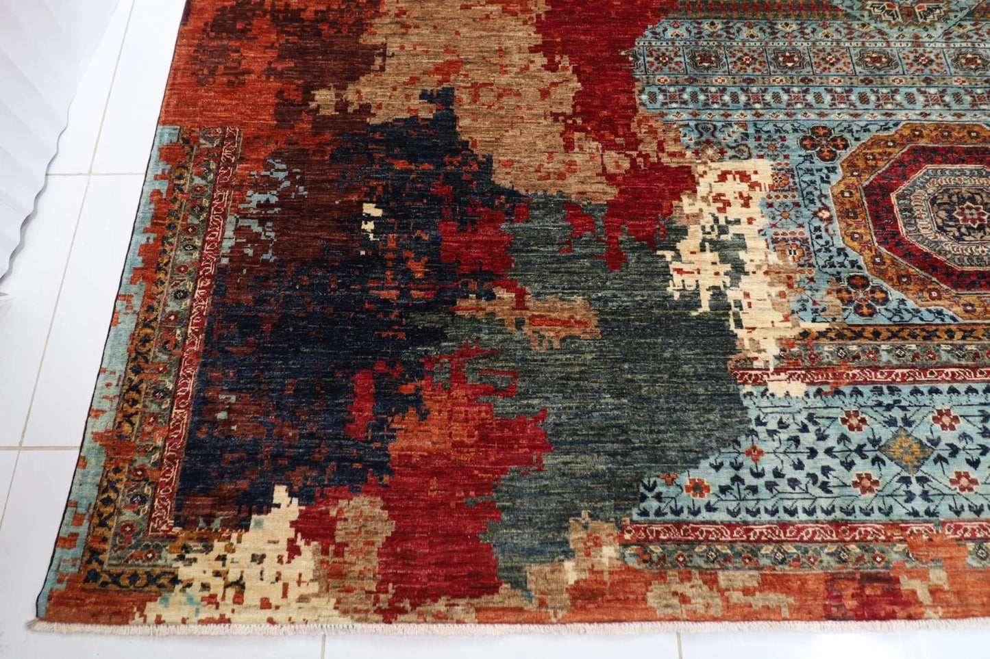 363 x 452 cm | Abstract Mamluk Afghan Tribal Hand Knotted Carpet