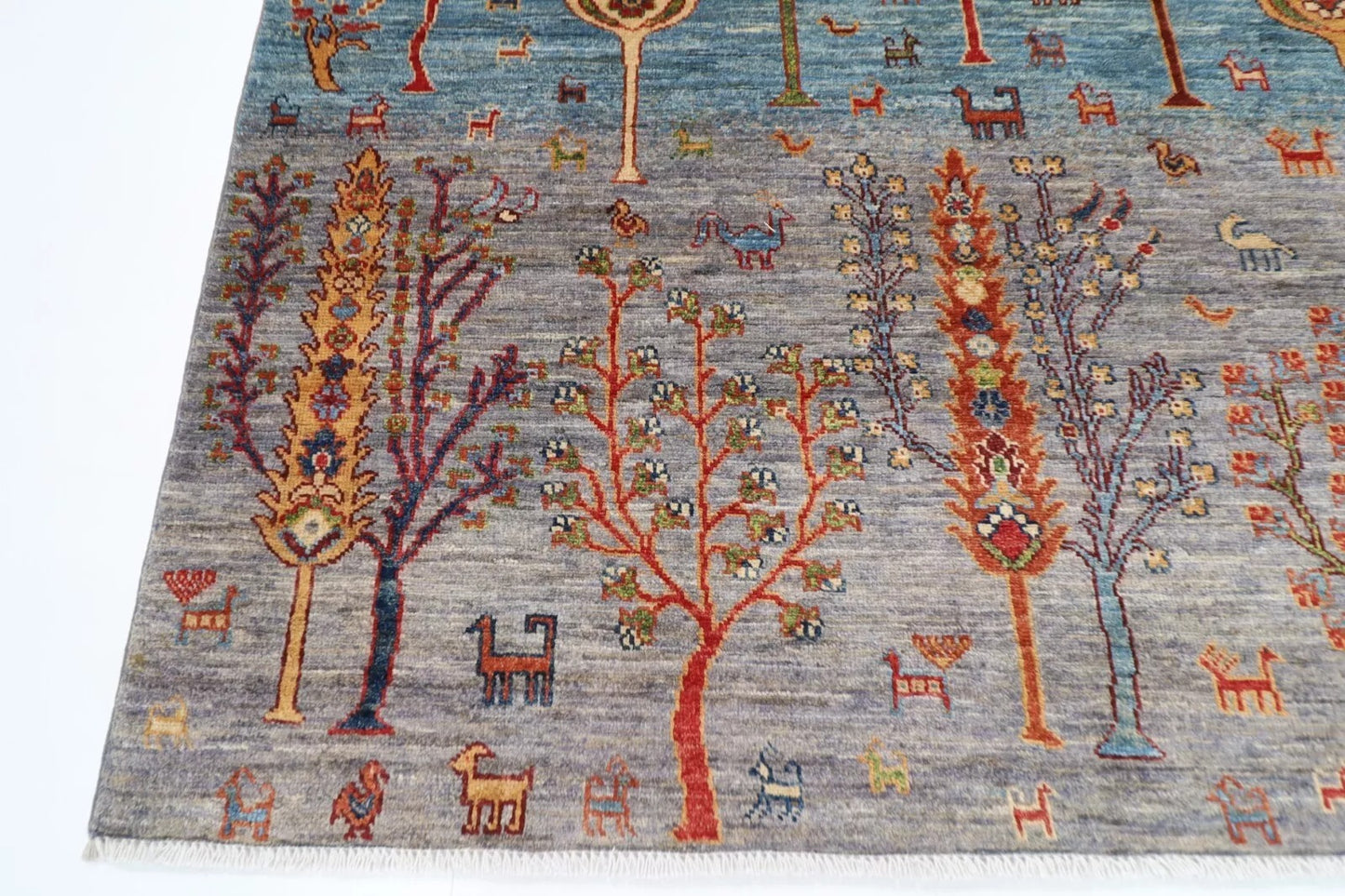 153 x 203 cm | Trees Afghan Tribal Hand Knotted Veg Dye Wool carpet