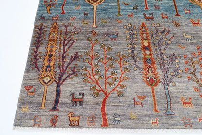153 x 203 cm | Trees Afghan Tribal Hand Knotted Veg Dye Wool carpet