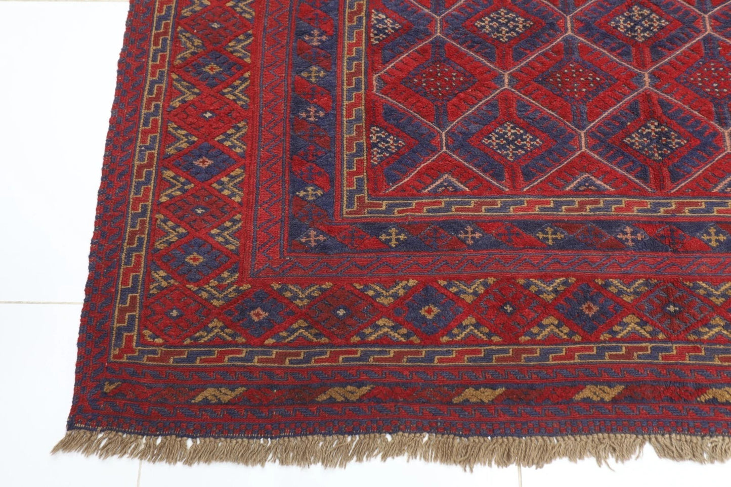 206 x 276 cm | Vintage Flat Weaved Carpet Kilim Afghan Tribal Hand Knotted Carpet