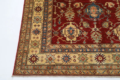 178 x 260 cm | Kazak Red Afghan Tribal Hand Knotted Veg Dye Wool Carpet