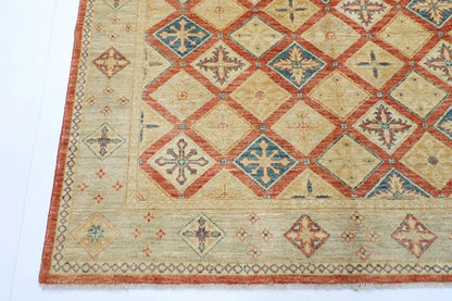 172 x 248 cm | Oriental Afghan Tribal Hand Knotted Veg Dye Wool Carpet
