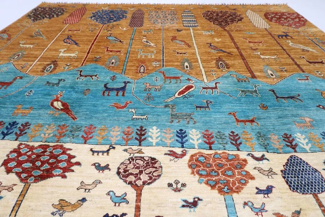 257 x 304 cm | Landscape Afghan Tribal Hand Knotted Carpet