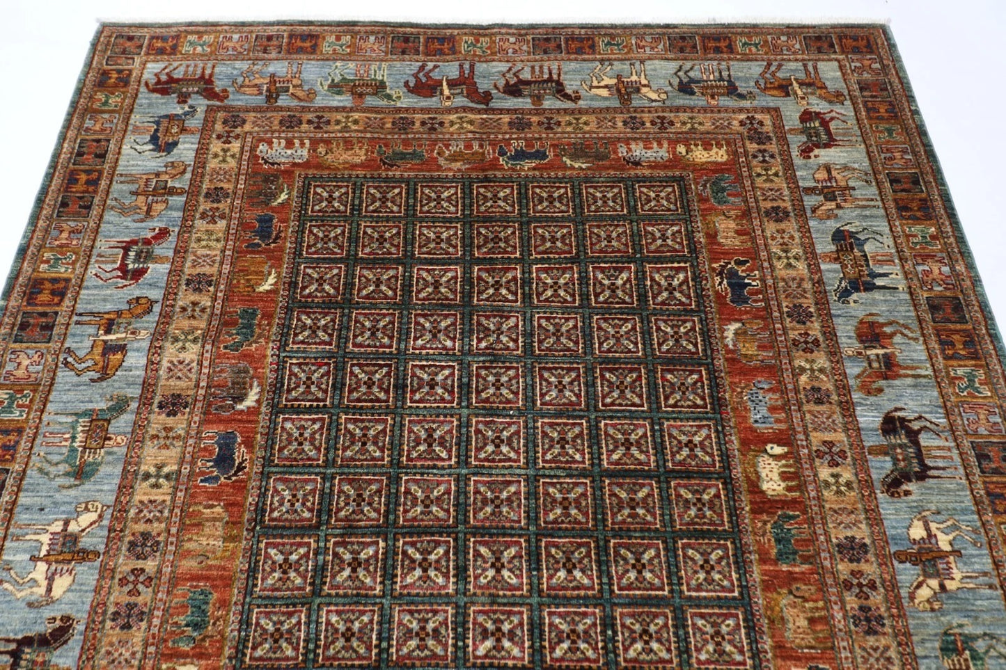 171 x 231 cm | Pazyryk Afghan Tribal Hand Knotted Veg Dye Wool Carpet