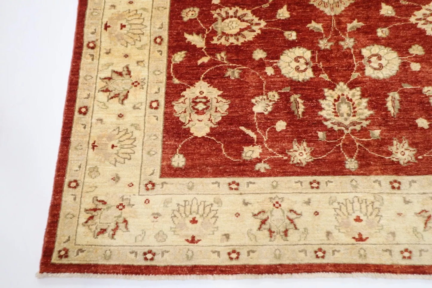 172 x 234 cm | Floral Afghan Tribal Hand Knotted Veg Dye Wool Carpet