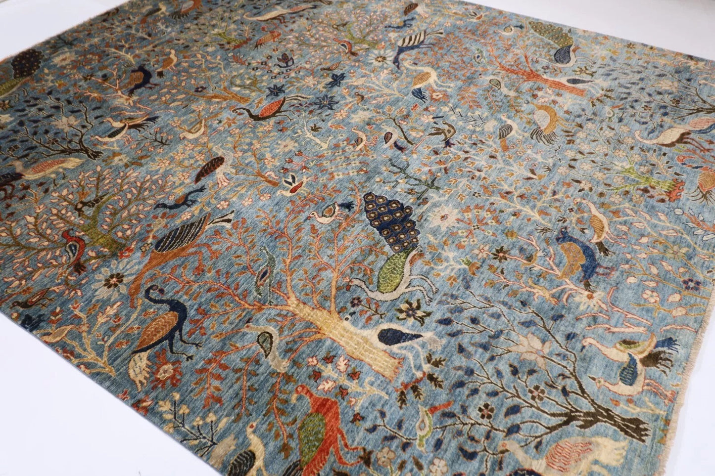 252 x 299 cm | Birds Afghan Tribal Hand Knotted Carpet