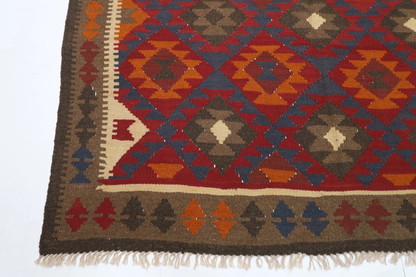 159 x 254 cm | Flat Weaved Afghan Tribal Hand Knotted Veg Dye Wool Carpet