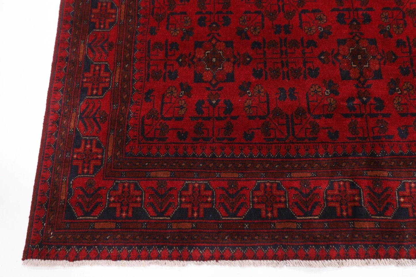 171 x 238 cm | Bokhara Afghan Tribal Hand Knotted Veg Dye Wool Carpet