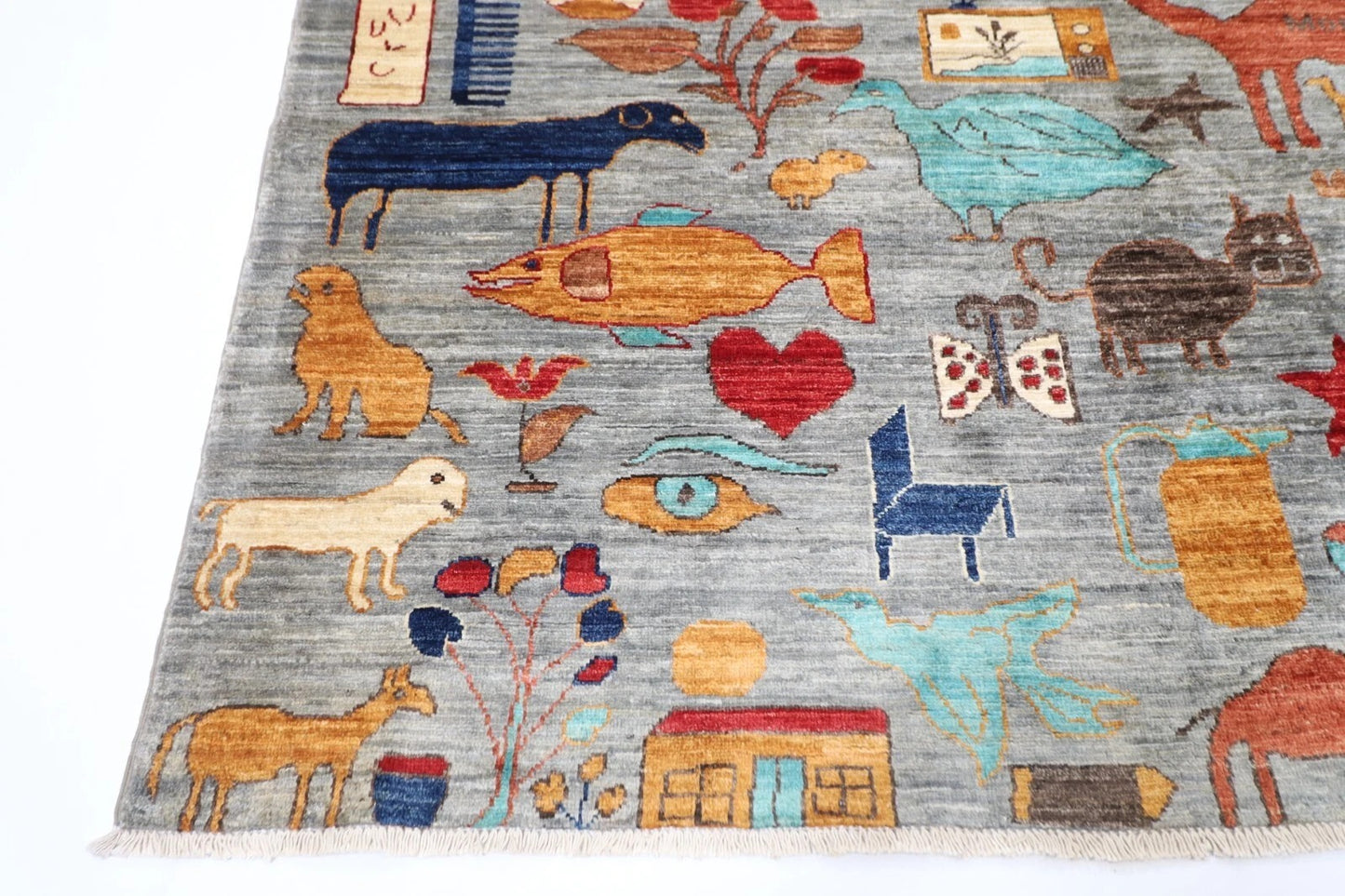 186 x 278 cm | Landscape Gabbeh Animal Afghan Tribal Hand Knotted Veg Dye Wool carpet