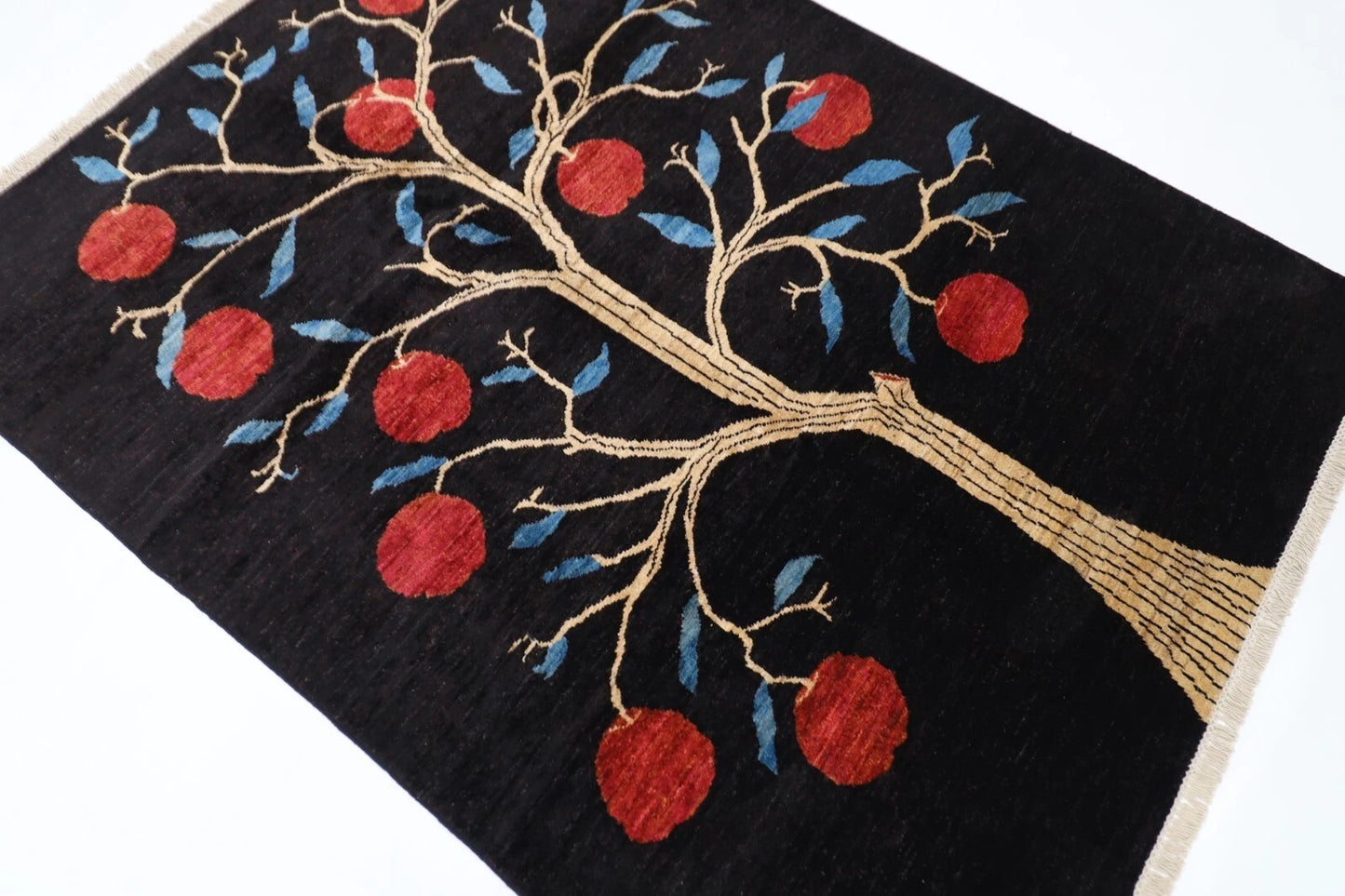 162 x 216 cm | Pomegranate Afghan Tribal Hand Knotted Veg Dye Wool Carpet