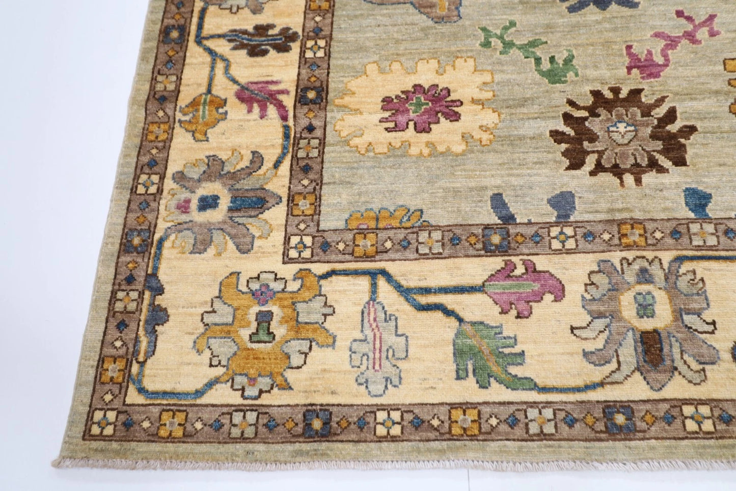 183 x 269 cm | Oushak Gray Afghan Tribal Hand Knotted Veg Dye Wool Carpet