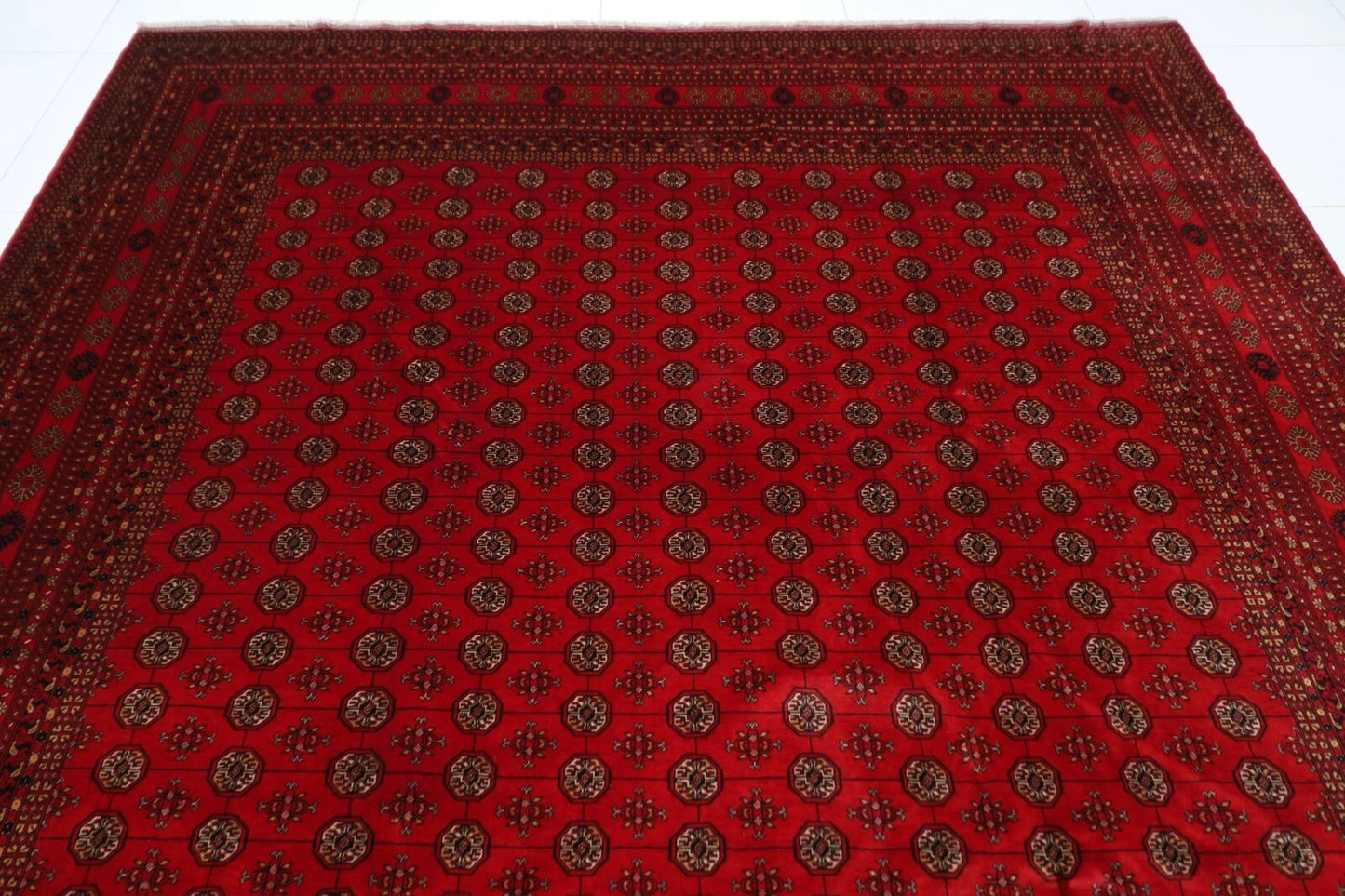 252 x 347 cm | Fine Bokhara Afghan Tribal Hand Knotted Carpet