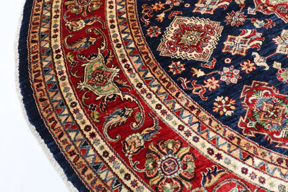 278 x 276 cm | Kazak Afghan Tribal Hand Knotted Wool Round Carpet