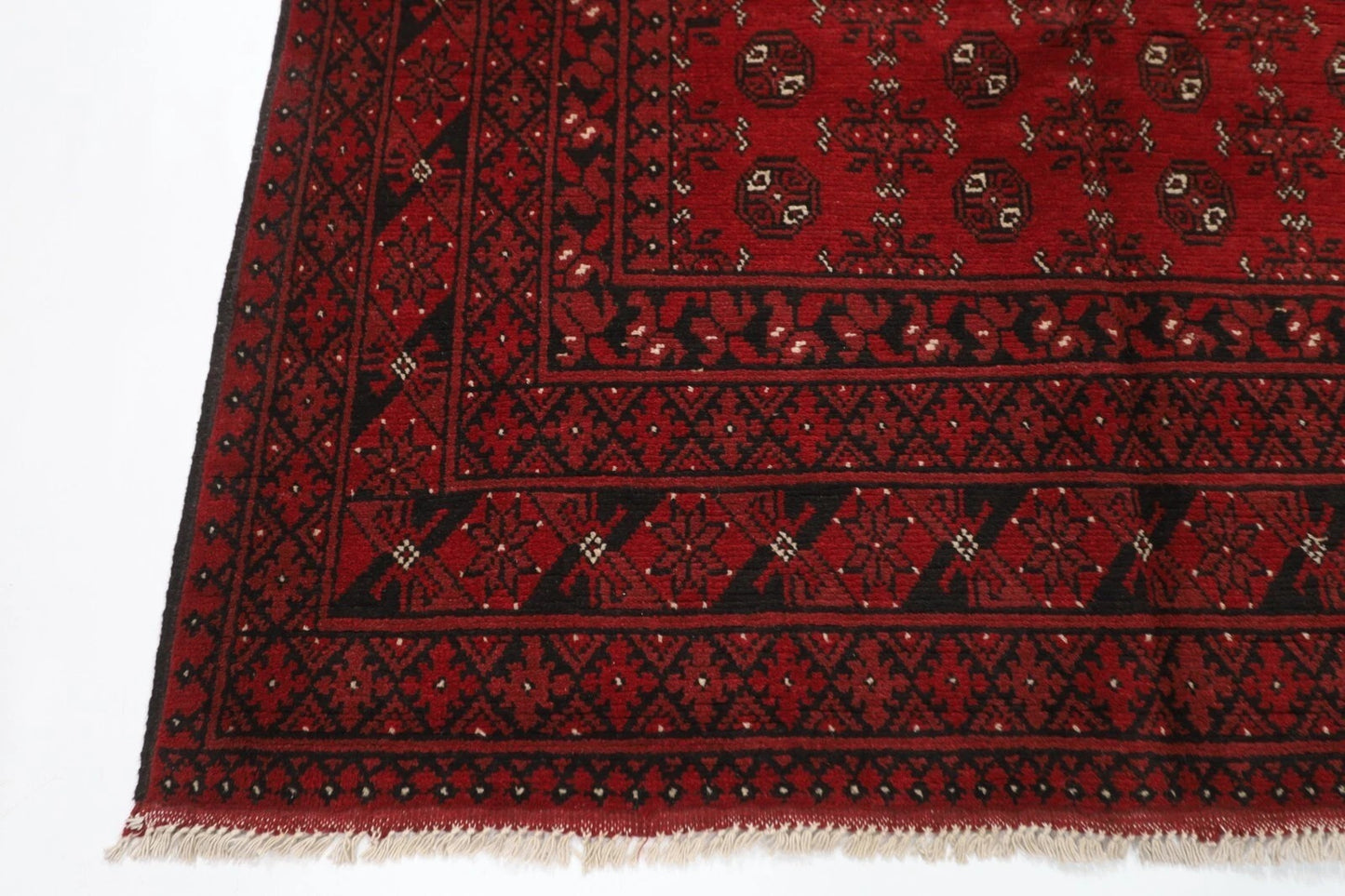 168 x 244 cm | Akja Bokhara Afghan Tribal Hand Knotted Veg Dye Wool Carpet