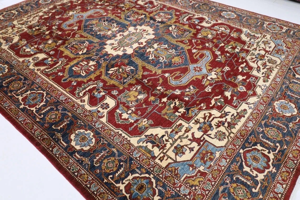 279 x 372 cm | Heriz Afghan Tribal Hand Knotted Carpet