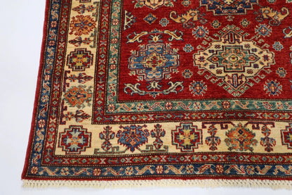 149 x 208 cm | Kazak Afghan Tribal Hand Knotted Veg Dye Wool Carpet