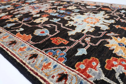86 x 359 cm | Black Afghan Tribal Hand Knotted Wool Runner