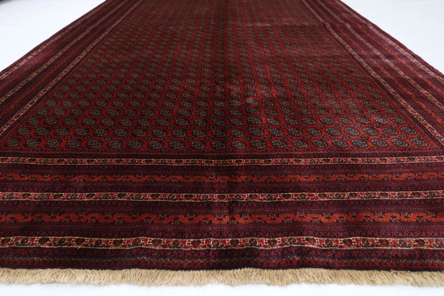 195 x 297 cm | Fine Mori Bokhara Afghan Tribal Hand Knotted Carpet
