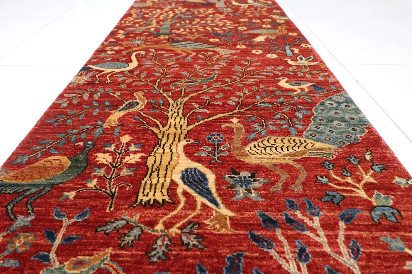 81 x 385 cm | Birds Afghan Tribal Hand Knotted Wool Runner