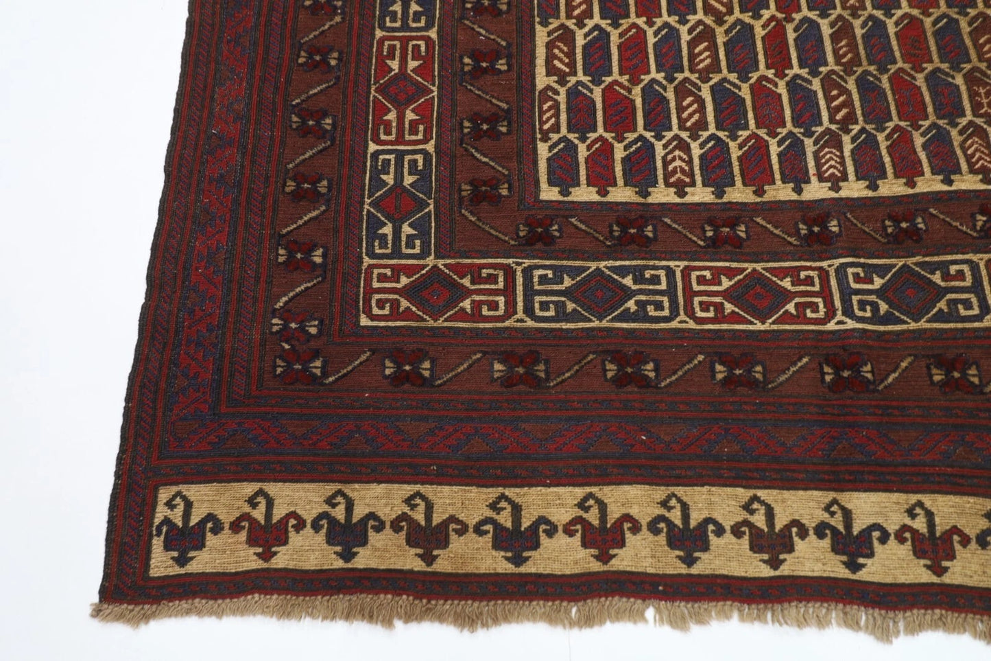 188 x 245 cm | Vintage Kilim Afghan Tribal Hand Knotted Veg Dye Wool Carpet