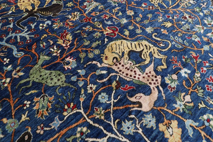 275 x 364 cm | Animal Hunting Afghan Tribal Hand Knotted Carpet