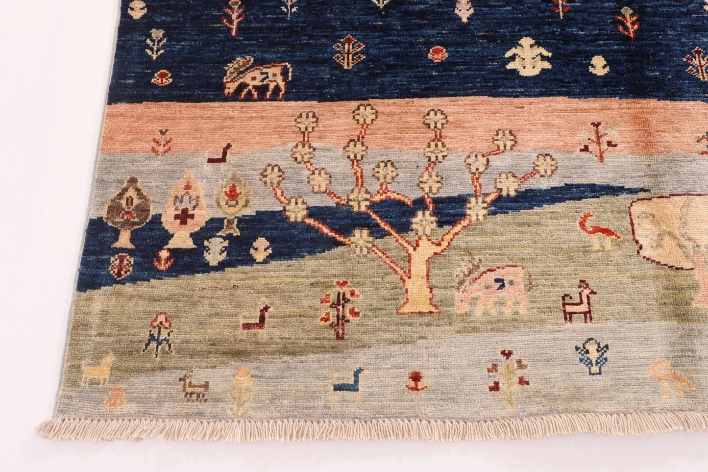 149 x 200 cm | Landscape Afghan Tribal Hand Knotted Veg Dye Wool Carpet