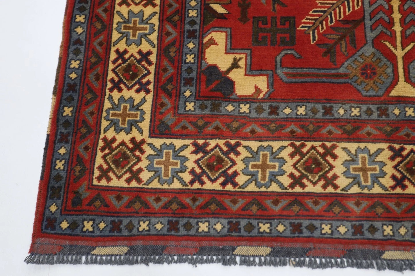 156 x 195 cm | Tribal Hand Knotted Veg Dye Wool Carpet