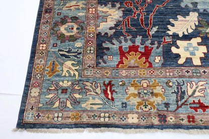 276 x 362 cm | Oushak Navy Afghan Tribal Hand Knotted Carpet