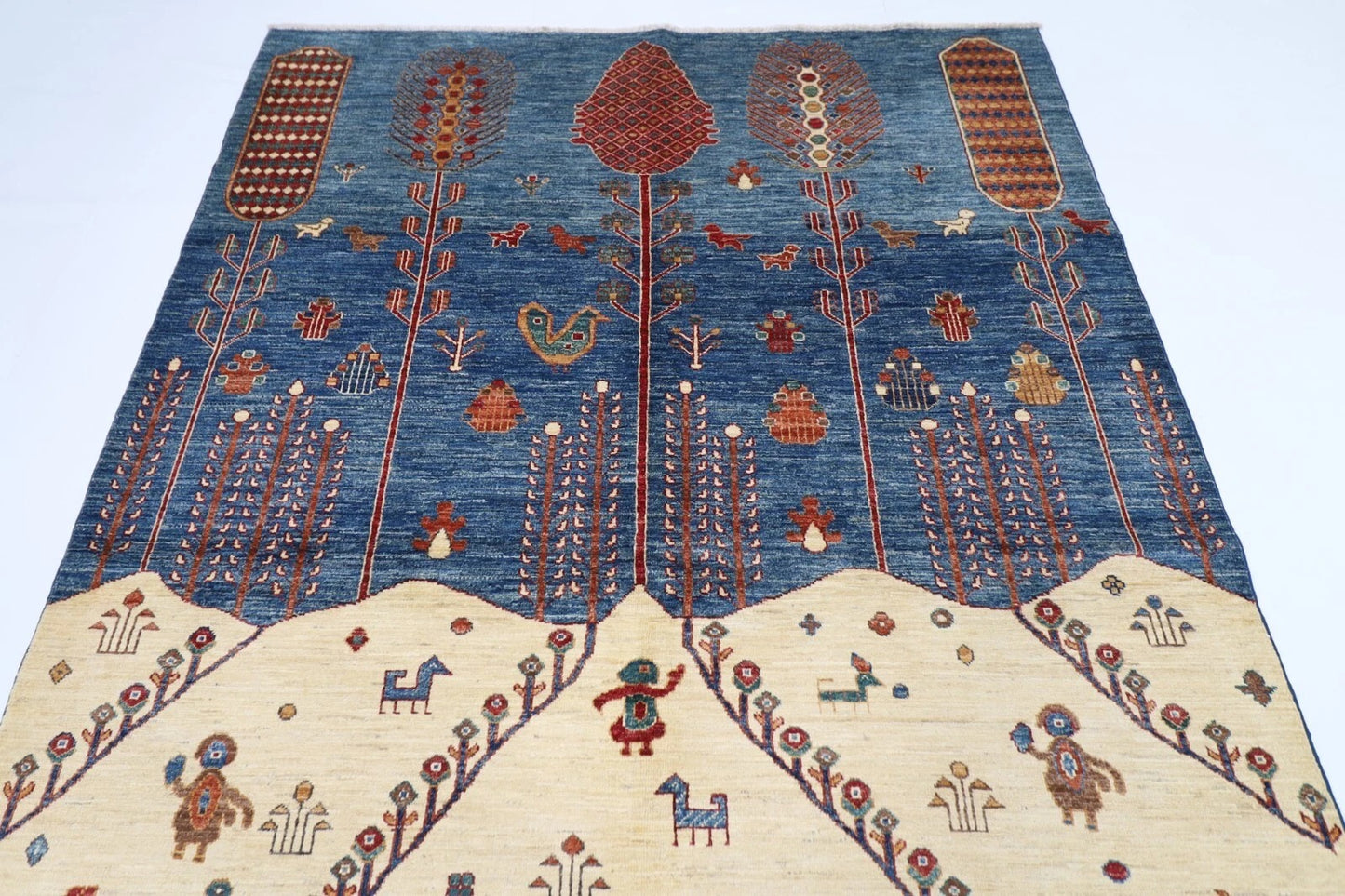 182 x 262 cm | Gabbeh Landscape Afghan Tribal Hand Knotted Veg Dye Wool Carpet