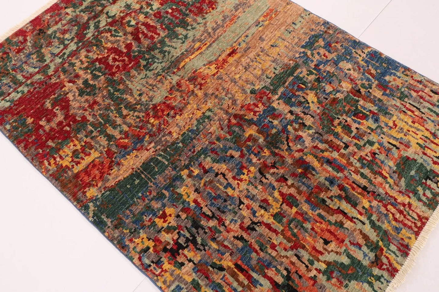 128 x 179 cm | Abstract Afghan Tribal Hand Knotted Veg Dye Wool carpet