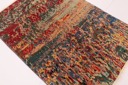 128 x 179 cm | Abstract Afghan Tribal Hand Knotted Veg Dye Wool carpet