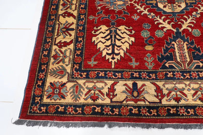 221 x 293 cm | Kazak Afghan Tribal Hand Knotted Carpet