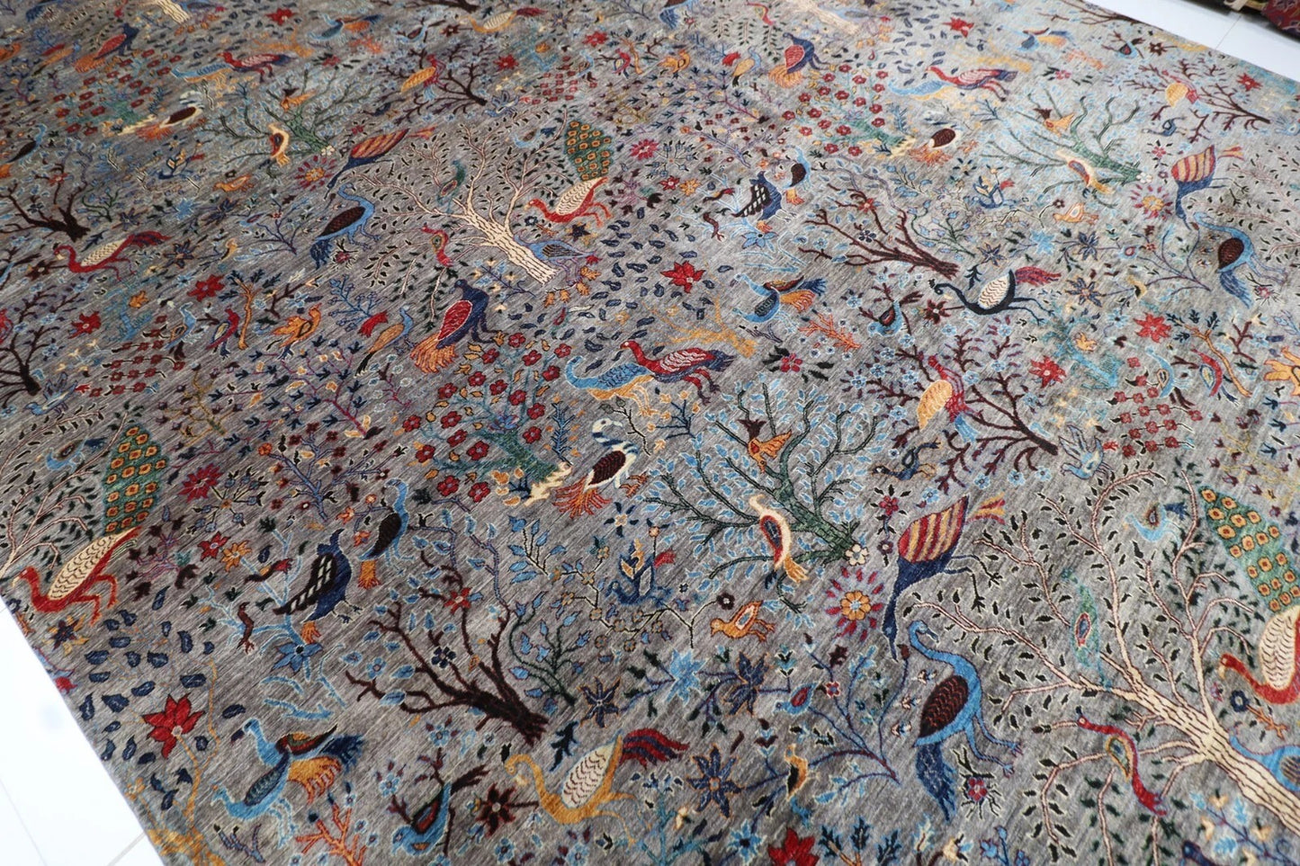 361 x 537 cm | Birds Afghan Tribal Hand Knotted Carpet