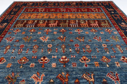171 x 240 cm | Animal Afghan Tribal Hand Knotted Veg Dye Wool Carpet